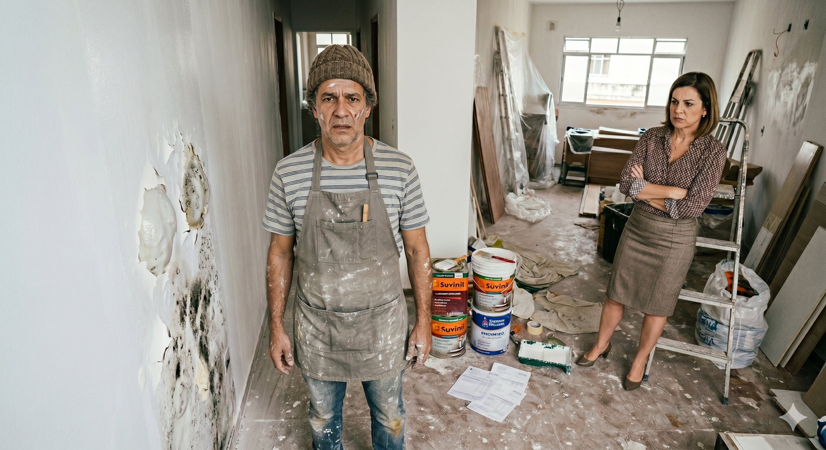 Profissional com ferramentas de pintura